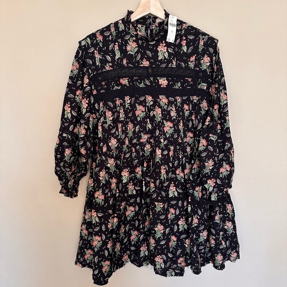 Floral Black Mini Dress